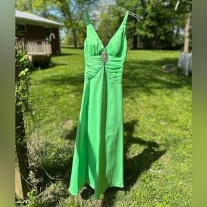 Masquerade Green Ruched Maxi Dress (prom)
